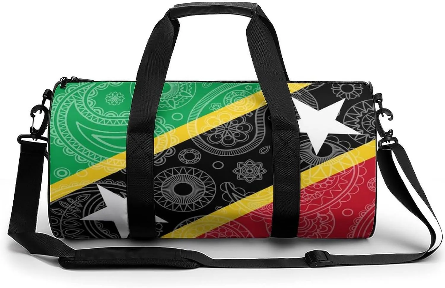 Paisley Saint Kitts and Nevis Flag Large Gym Bag Novelty Lightweight Duffel Bag Travel Tote Bags