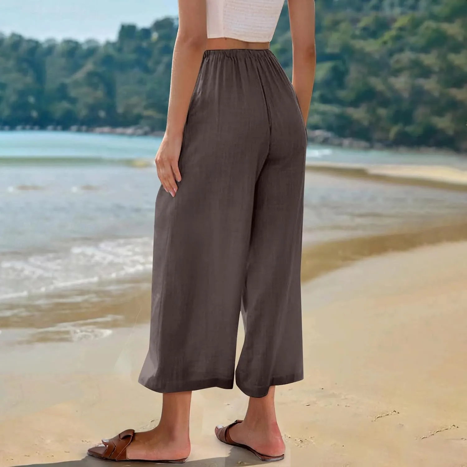 Palazzo Pants for Women Casual Comfortable Fit High Waist Casual Daily Outing Pants Petite Tea Party Classic Trousers