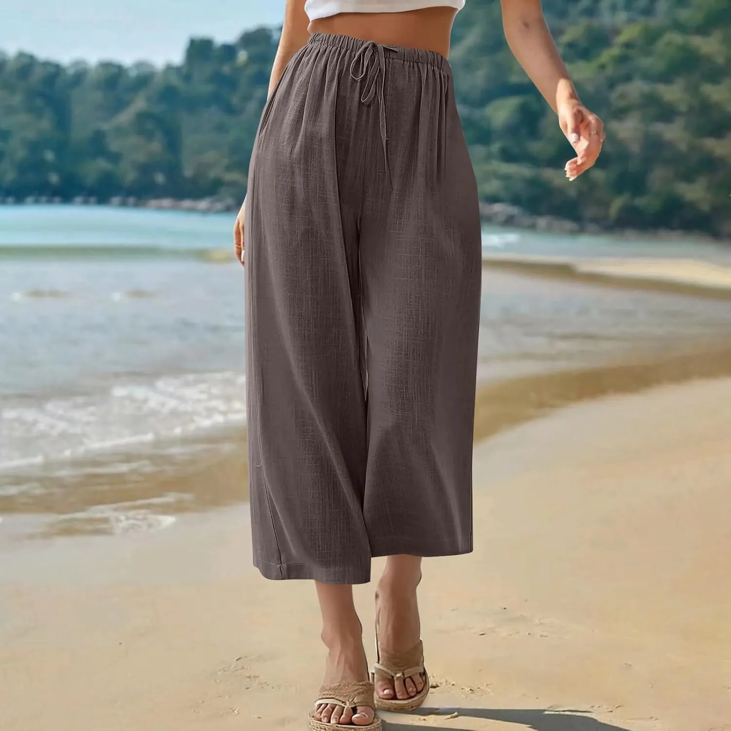 Palazzo Pants for Women Casual Comfortable Fit High Waist Casual Daily Outing Pants Petite Tea Party Classic Trousers