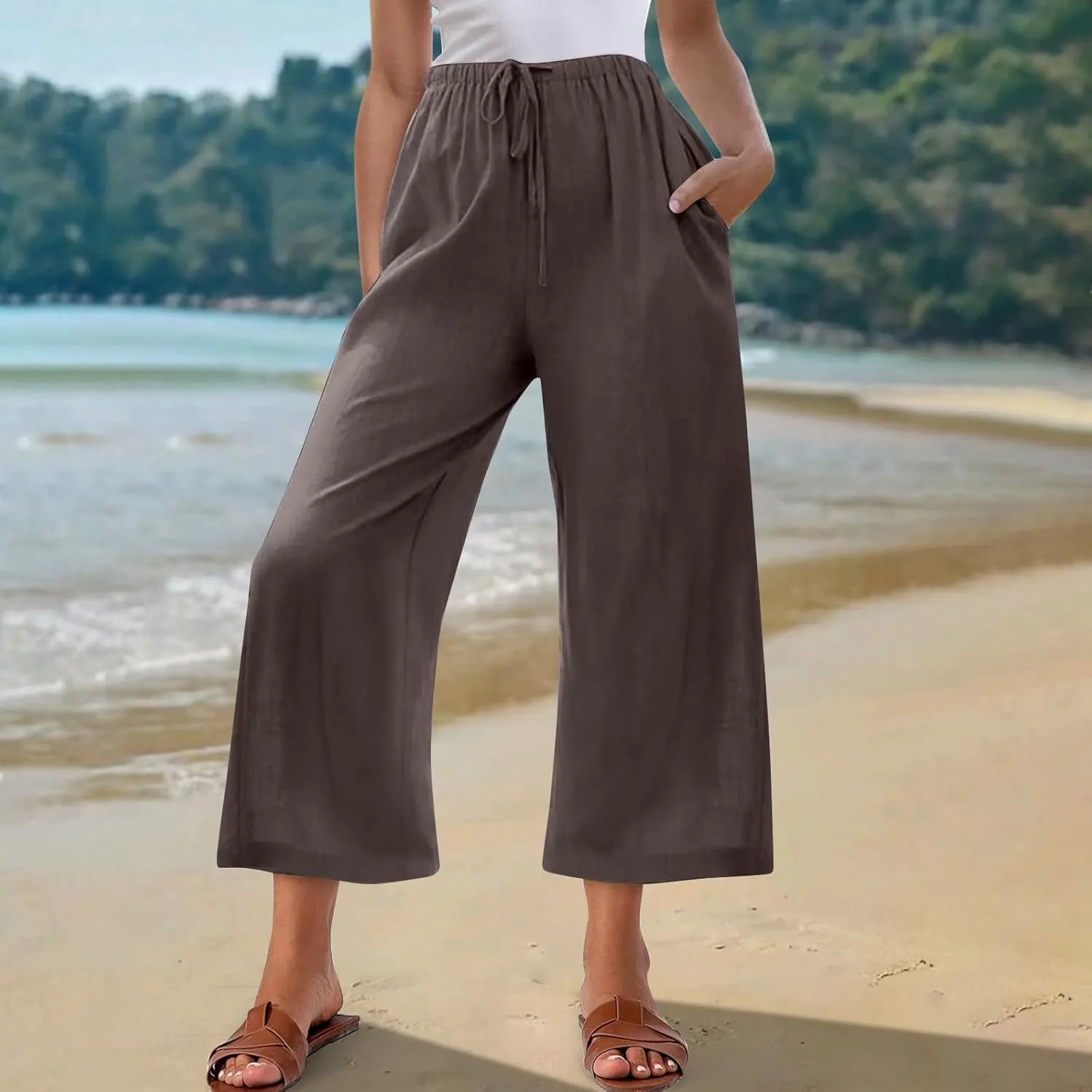 Palazzo Pants for Women Casual Comfortable Fit High Waist Casual Daily Outing Pants Petite Tea Party Classic Trousers