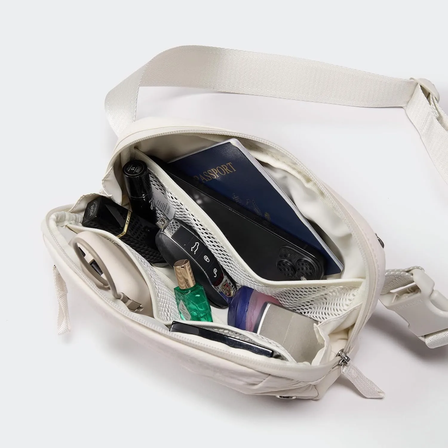Pander Crossbody Sling Bag for Travel, Outdoor, and Everyday Use – Adjustable Strap, Lightweight Shoulder Bag, White Opal