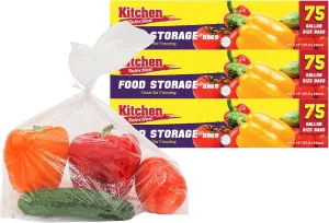 PARTY BARGAINS 1 Gallon Size Food Storage Bags with Twist-Ties. [225 Bags] (3 Boxes of 75 Bags Each) 11 x 13 inches. Easy & Convenient for Kitchen, Office, Commercial, & Home use