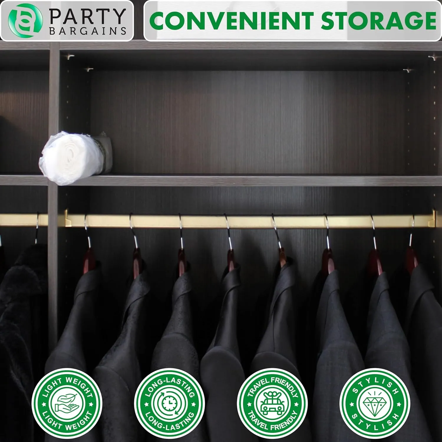 Party Bargains 60x24 Inch Clear Plastic Garment Bags, 50 Pack