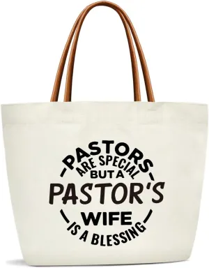 Pastor Wife Appreciation Gifts Canvas Tote Bag For Women, Reusable Grocery Shoulder Bag for Work Travel Gym, Christian Gifts for Halloween Christmas Beach Bags for Friends Pastors Wife Teacher -40