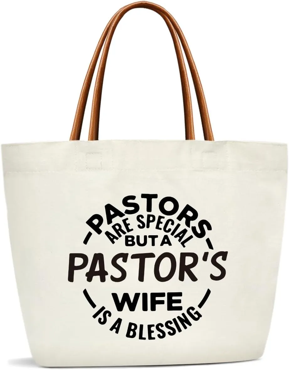 Pastor Wife Appreciation Gifts Canvas Tote Bag For Women, Reusable Grocery Shoulder Bag for Work Travel Gym, Christian Gifts for Halloween Christmas Beach Bags for Friends Pastors Wife Teacher -40