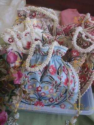 Pearl Embellished 8.5*8" Embroidered Potli Bags