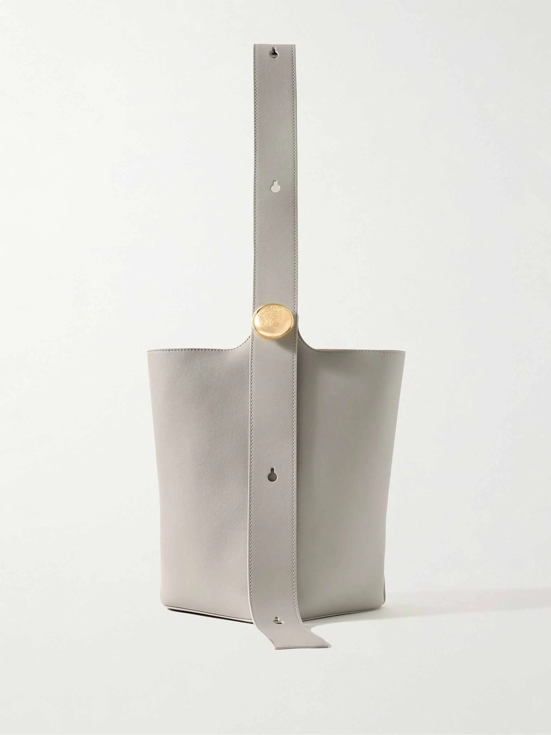 Pebble embellished leather bucket bag