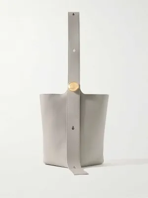Pebble embellished leather bucket bag