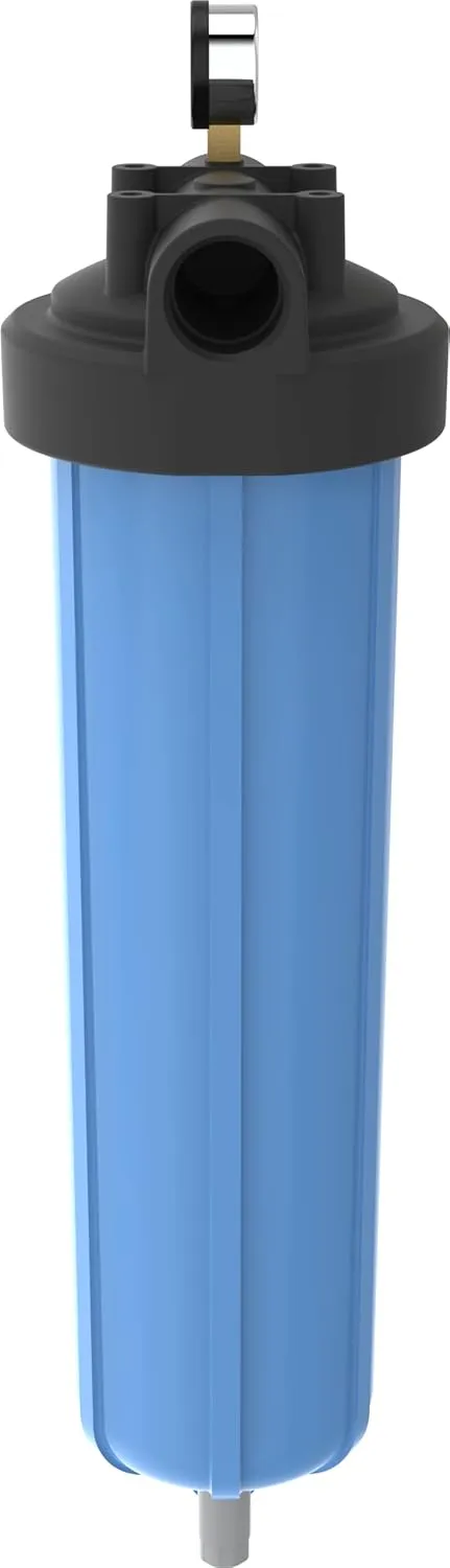 Pentair Pentek 150337 PBH Big Blue Bag Filter Housing, 1 1/2" NPT #20 Bag Vessel Assembly with Gauge, Wrench and Drain Valve, 20-Inch, Black/Blue
