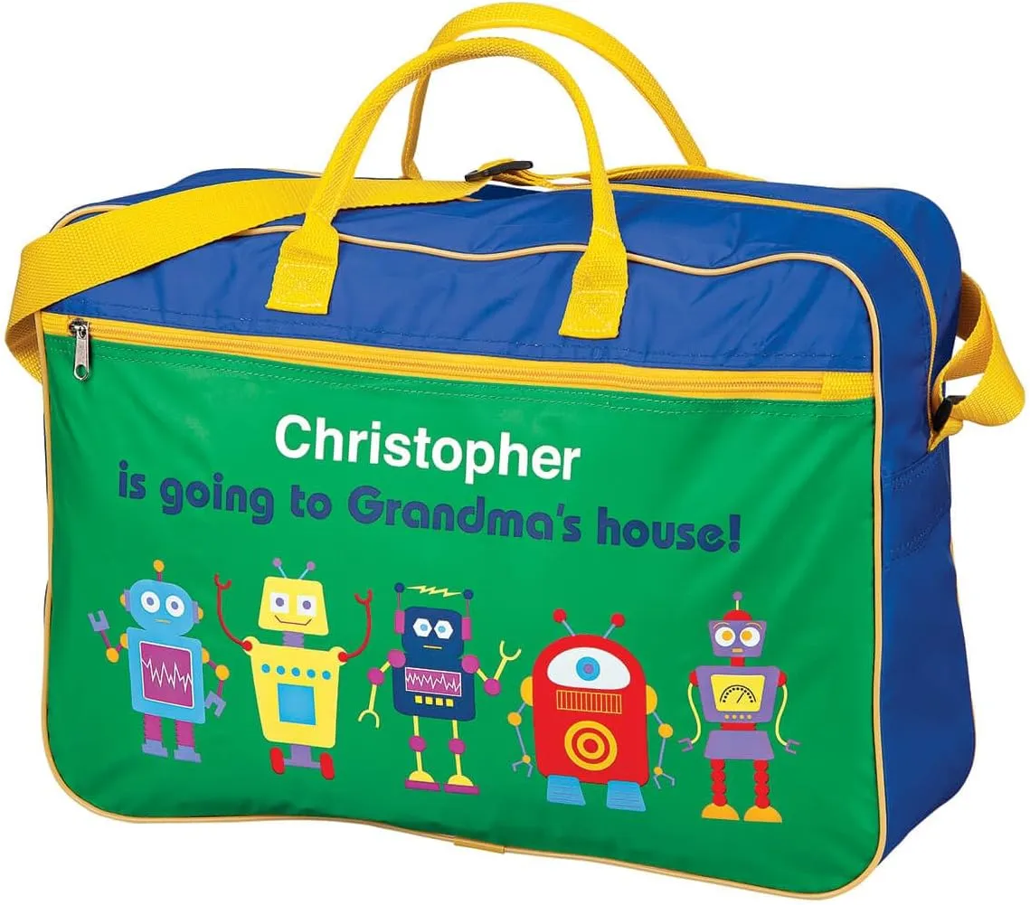 Personalized Boys Going to Grandma's Tote – Fun gift from Grandma – Present for Grandson Customize with Childs Name – Blue and Green