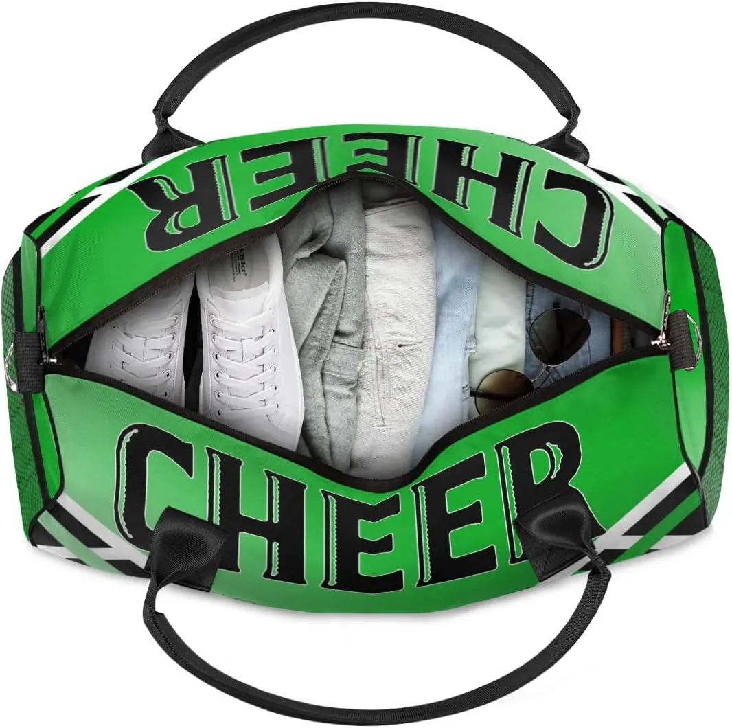 Personalized Cheer Bags for Cheerleaders, Custom Name Sport Gym Duffel Bags, Customized Travel Overnight Weekender Bags Personalized Cheerleading Gifts, Grass Green Gradient