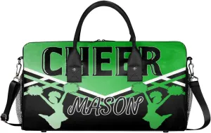 Personalized Cheer Bags for Cheerleaders, Custom Name Sport Gym Duffel Bags, Customized Travel Overnight Weekender Bags Personalized Cheerleading Gifts, Grass Green Gradient