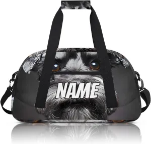 Personalized Custom Gym Bag for Women Men Carry on Lovely Schnauzer Dog Travel Duffel Tote Pet Animal Overnight Workout Weekender Bag