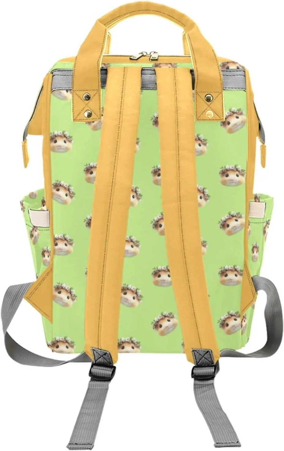 Personalized Custom Mommy Baby Backpack, Custom Name Waterproof Diaper Bag, Large Capacity Multifunctional, Cute Hamster and Guinea Pig Elements, Spacious Mommy Bag