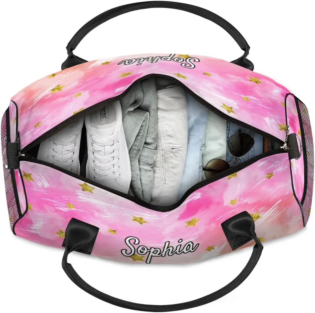 Personalized Dance Bag Gym Bags, Custom Neme Dance Ballet Sports Duffel Bags Weekender Bags Custom Travel Duffel Bag Bag Glitter Stars