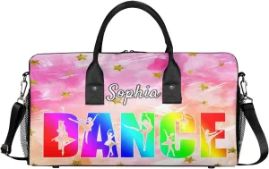 Personalized Dance Bag Gym Bags, Custom Neme Dance Ballet Sports Duffel Bags Weekender Bags Custom Travel Duffel Bag Bag Glitter Stars
