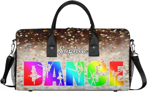Personalized Dance Bag Gym Bags, Custom Neme Dance Ballet Sports Duffel Bags Weekender Bags Custom Travel Duffel Bag Bag Glitters Colourful