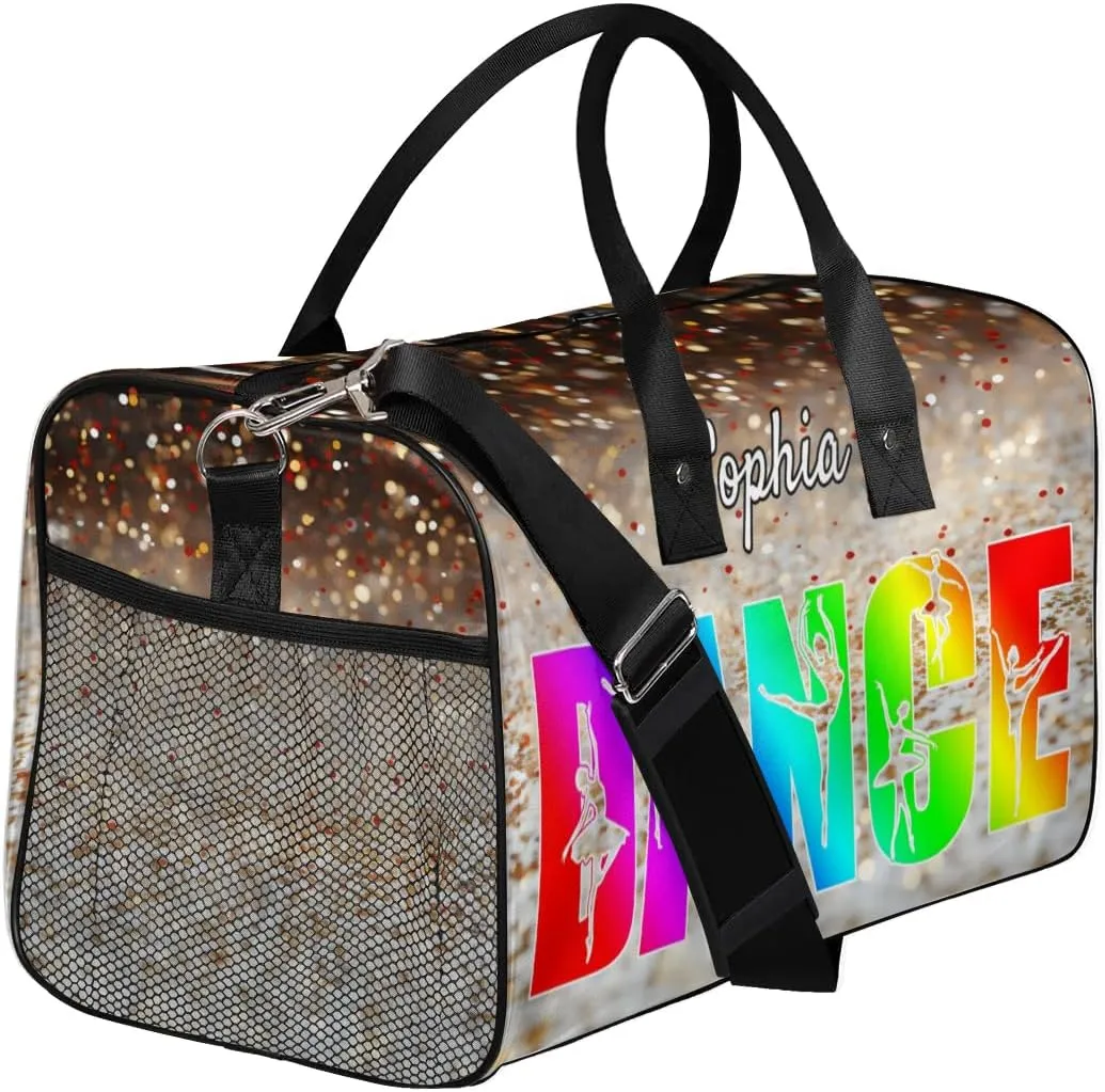 Personalized Dance Bag Gym Bags, Custom Neme Dance Ballet Sports Duffel Bags Weekender Bags Custom Travel Duffel Bag Bag Glitters Colourful