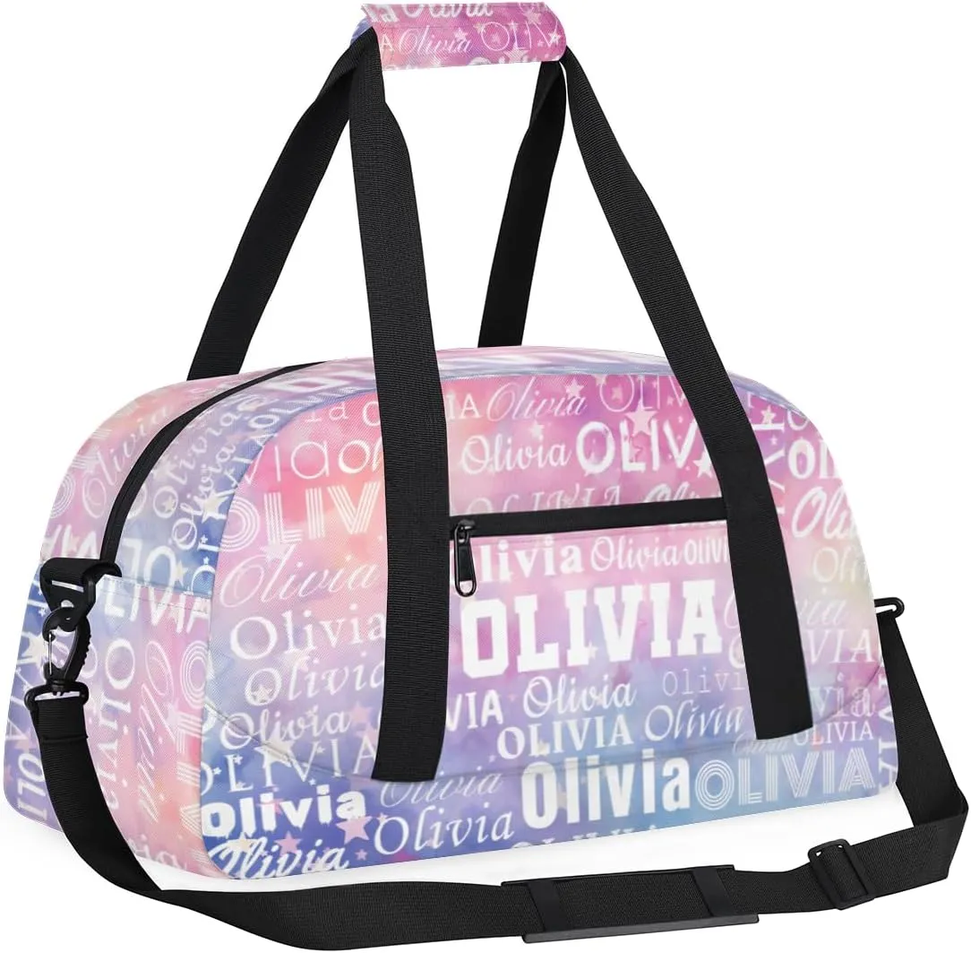 Personalized Duffel Bag Custom Dance Bag for Girls Customized Kids Gymnastics Creative Name Ballet Bag Overnighter Travel Carry on Tote Sport for Boys Backpack Gradient Purple