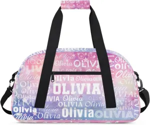 Personalized Duffel Bag Custom Dance Bag for Girls Customized Kids Gymnastics Creative Name Ballet Bag Overnighter Travel Carry on Tote Sport for Boys Backpack Gradient Purple