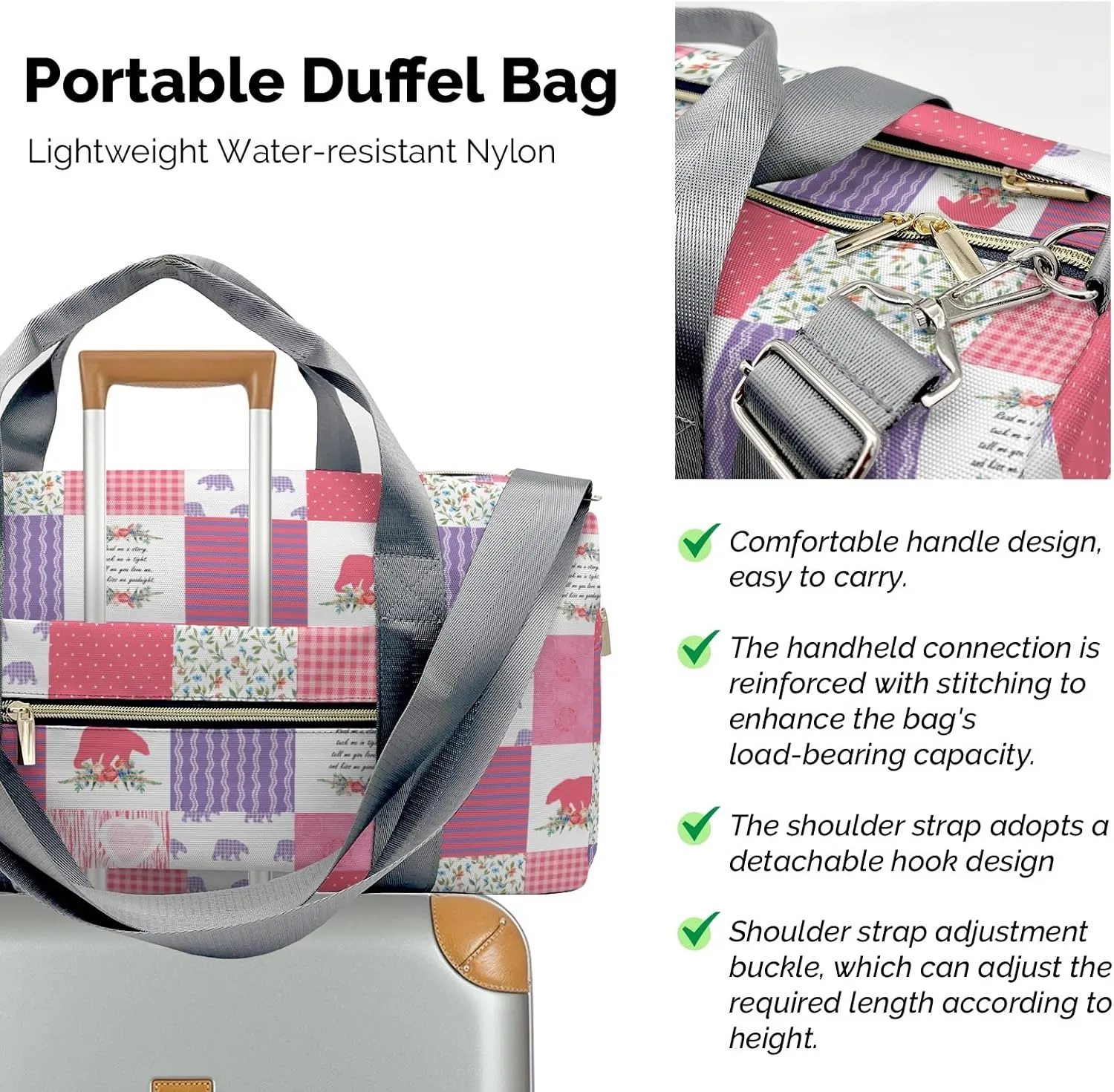 Personalized Duffel Bag Wild One Bear Pink Green Function Meets Fashion: Travel Bags for Fitness Journey