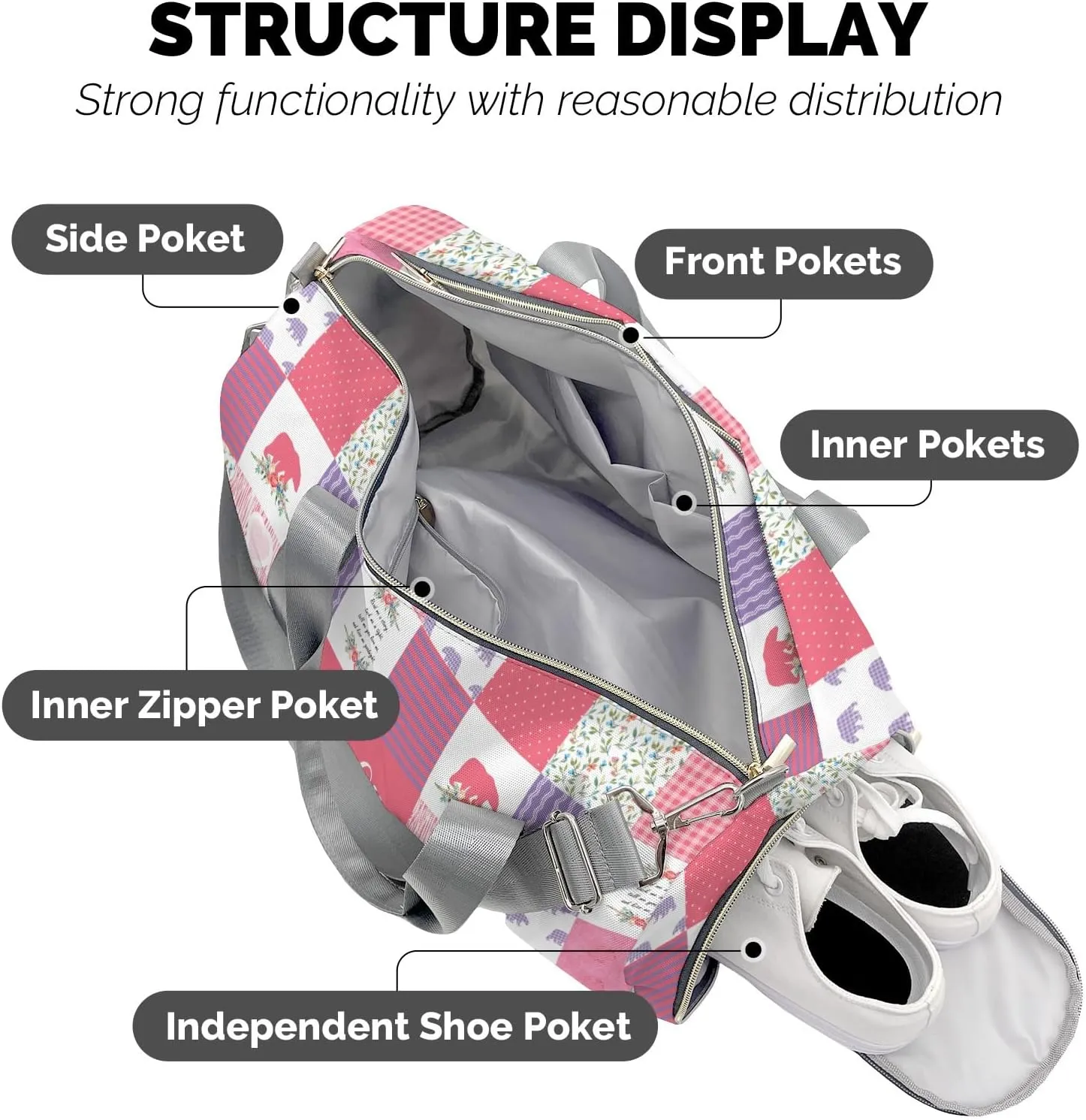 Personalized Duffel Bag Wild One Bear Pink Green Function Meets Fashion: Travel Bags for Fitness Journey