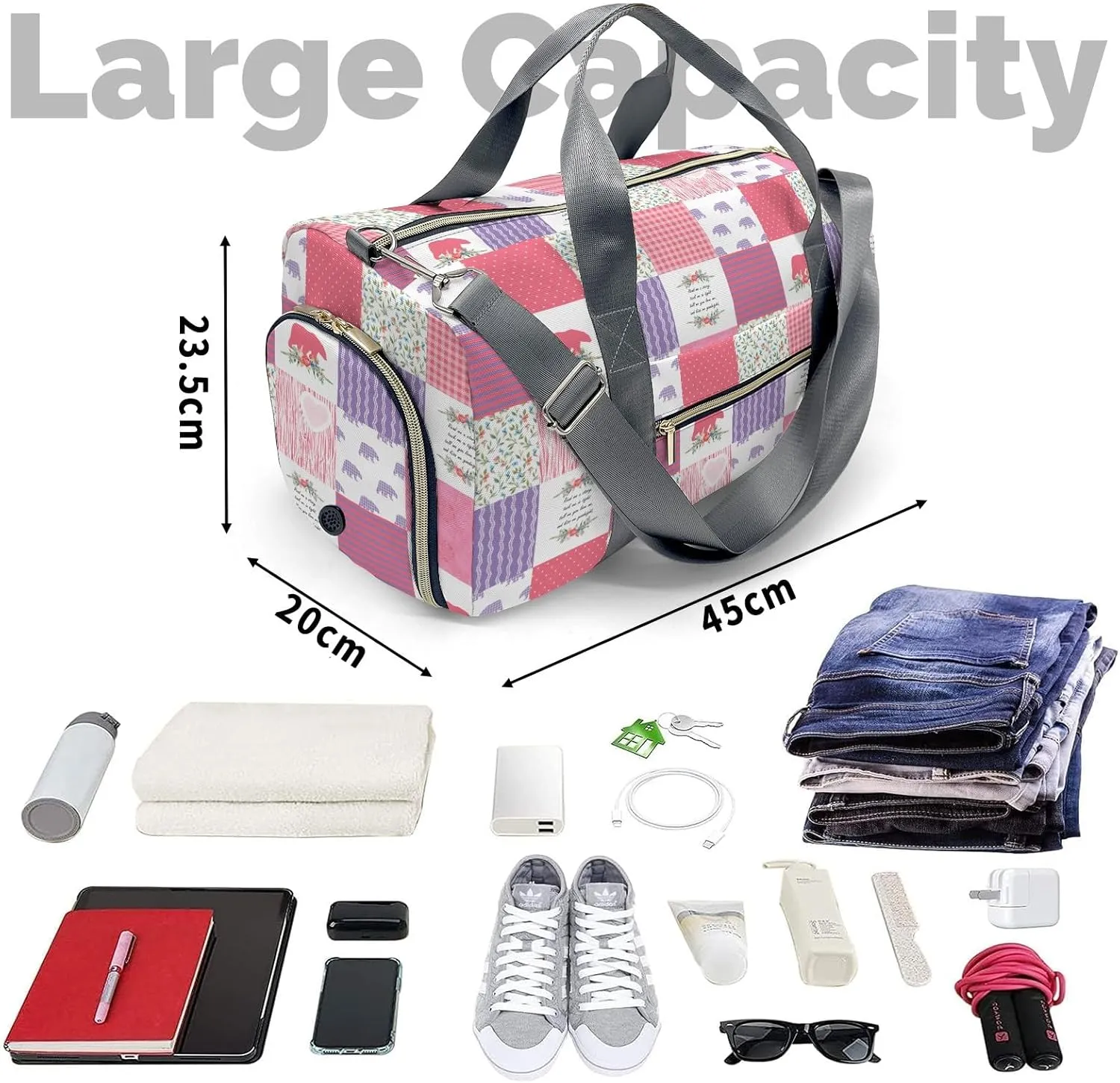 Personalized Duffel Bag Wild One Bear Pink Green Function Meets Fashion: Travel Bags for Fitness Journey