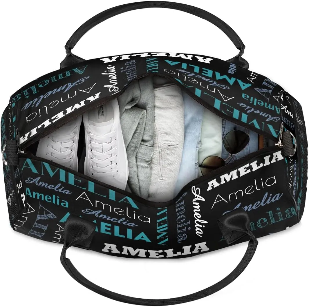 Personalized Duffel Bags Overnight Bag with Name Lightweight Travel Daycare Bag for Sleepover Weekender Bag Women Men Custom Text Gifts Blue Blue
