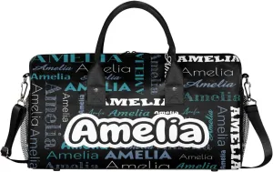 Personalized Duffel Bags Overnight Bag with Name Lightweight Travel Daycare Bag for Sleepover Weekender Bag Women Men Custom Text Gifts Blue Blue