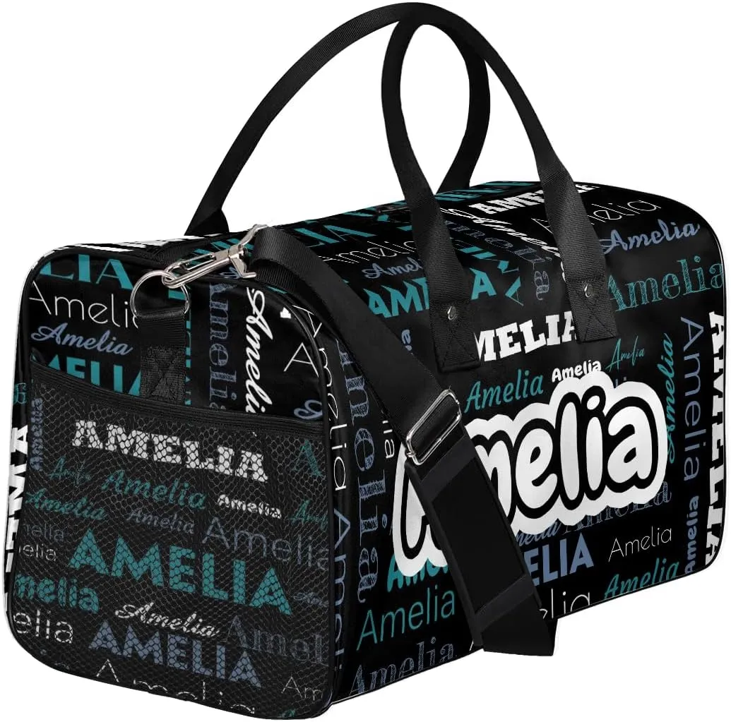 Personalized Duffel Bags Overnight Bag with Name Lightweight Travel Daycare Bag for Sleepover Weekender Bag Women Men Custom Text Gifts Blue Blue