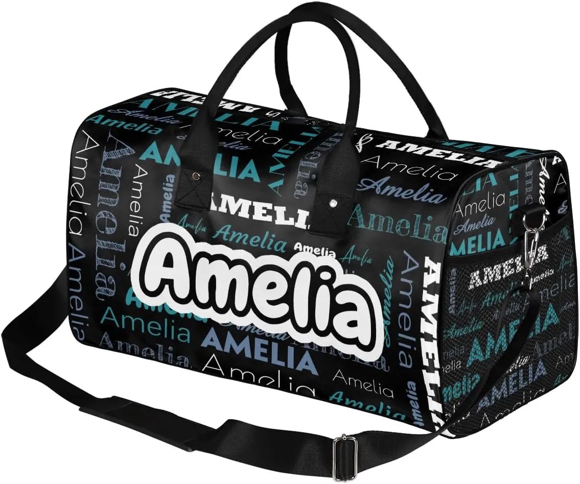 Personalized Duffel Bags Overnight Bag with Name Lightweight Travel Daycare Bag for Sleepover Weekender Bag Women Men Custom Text Gifts Blue Blue