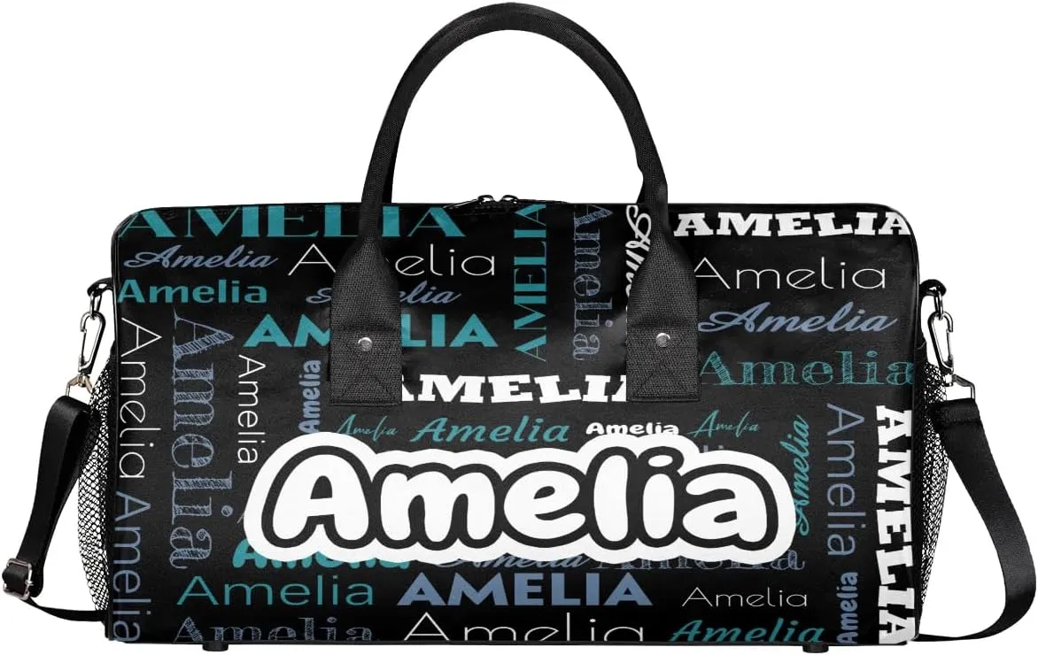 Personalized Duffel Bags Overnight Bag with Name Lightweight Travel Daycare Bag for Sleepover Weekender Bag Women Men Custom Text Gifts Blue Blue