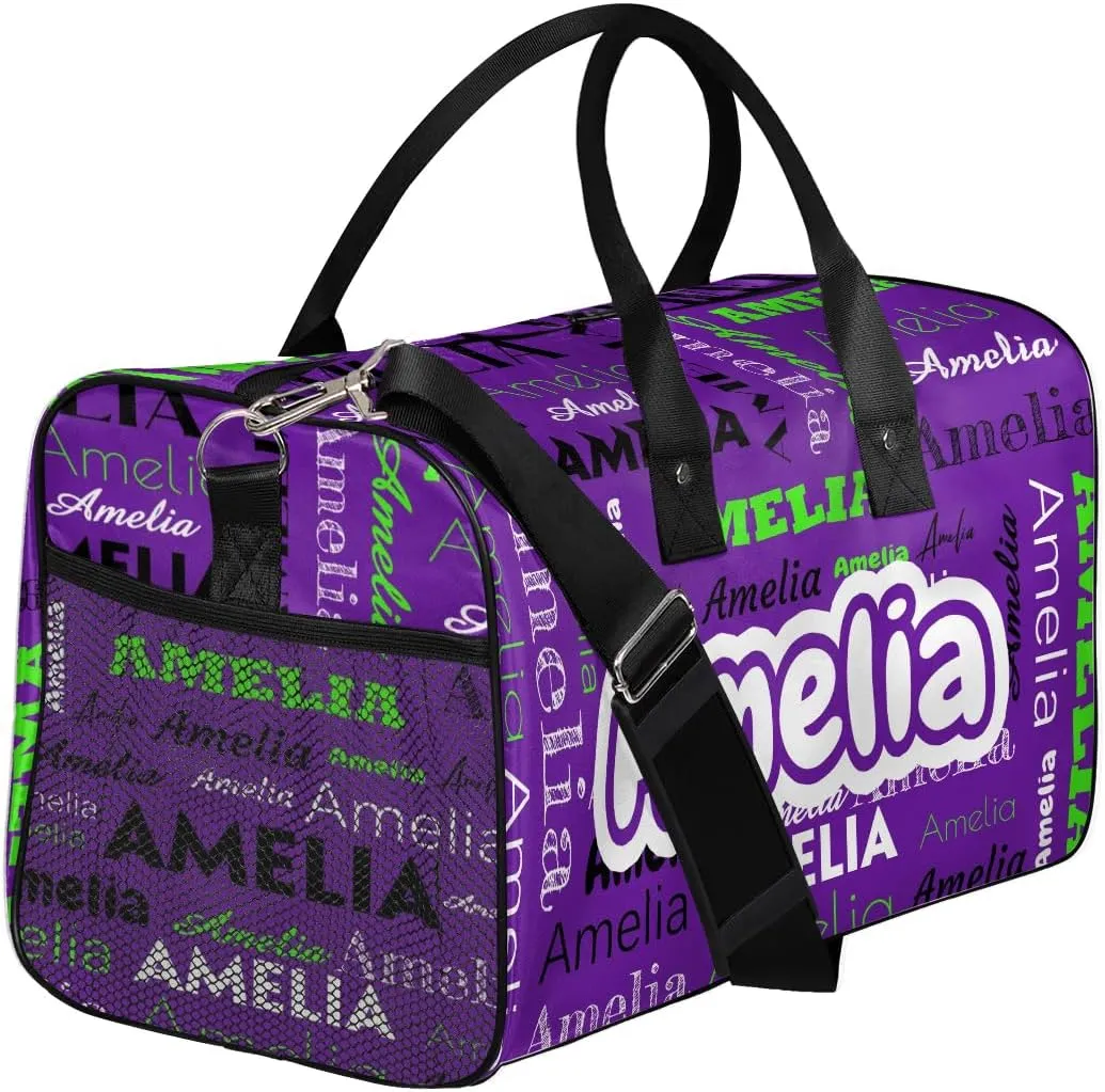 Personalized Duffel Bags Overnight Bag with Name Lightweight Travel Daycare Bag for Sleepover Weekender Bag Women Men Custom Text Gifts Indigo Purple