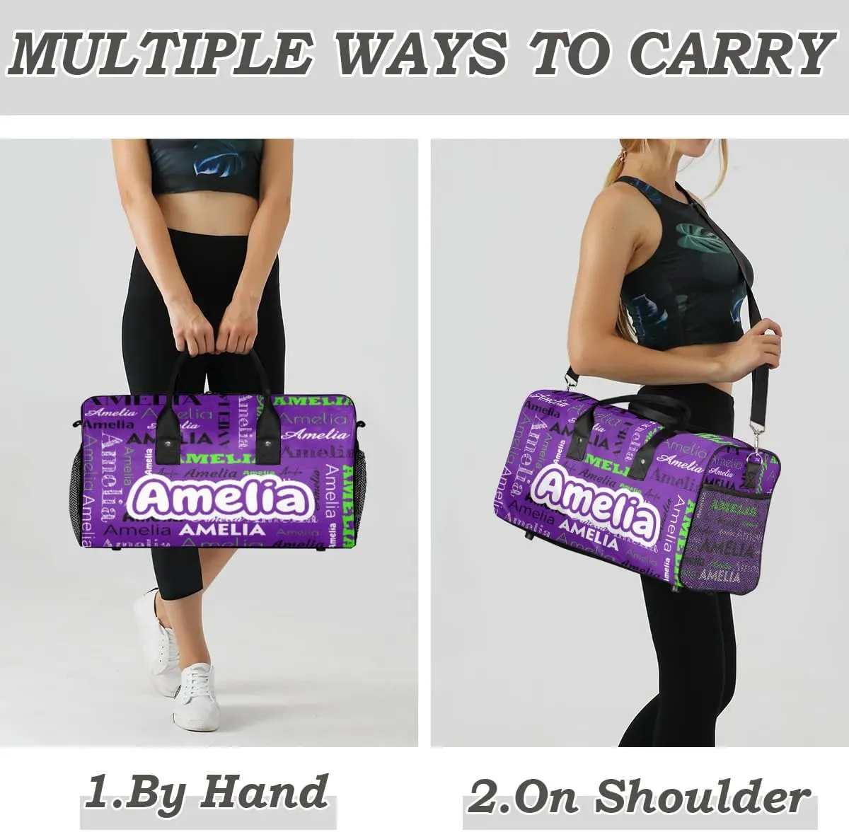 Personalized Duffel Bags Overnight Bag with Name Lightweight Travel Daycare Bag for Sleepover Weekender Bag Women Men Custom Text Gifts Indigo Purple