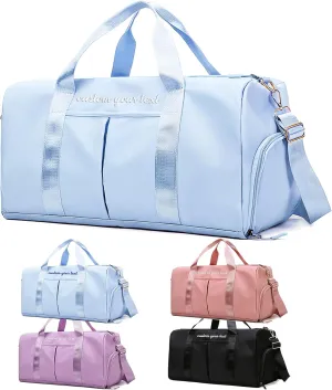 Personalized Duffle Bag Embroidered Name Custom Dry Wet Separated Sport Gym Bags with Pockets & Shoe Customized Weekender Overnight Waterproof Travel Bags Gift