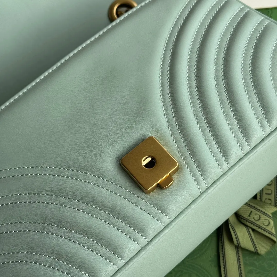 Personalized hardware gold turquoise gg calfskin Convenient delivery 26cm Gucci marmont