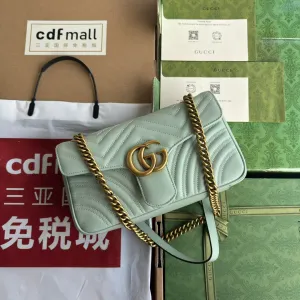 Personalized hardware gold turquoise gg calfskin Convenient delivery 26cm Gucci marmont