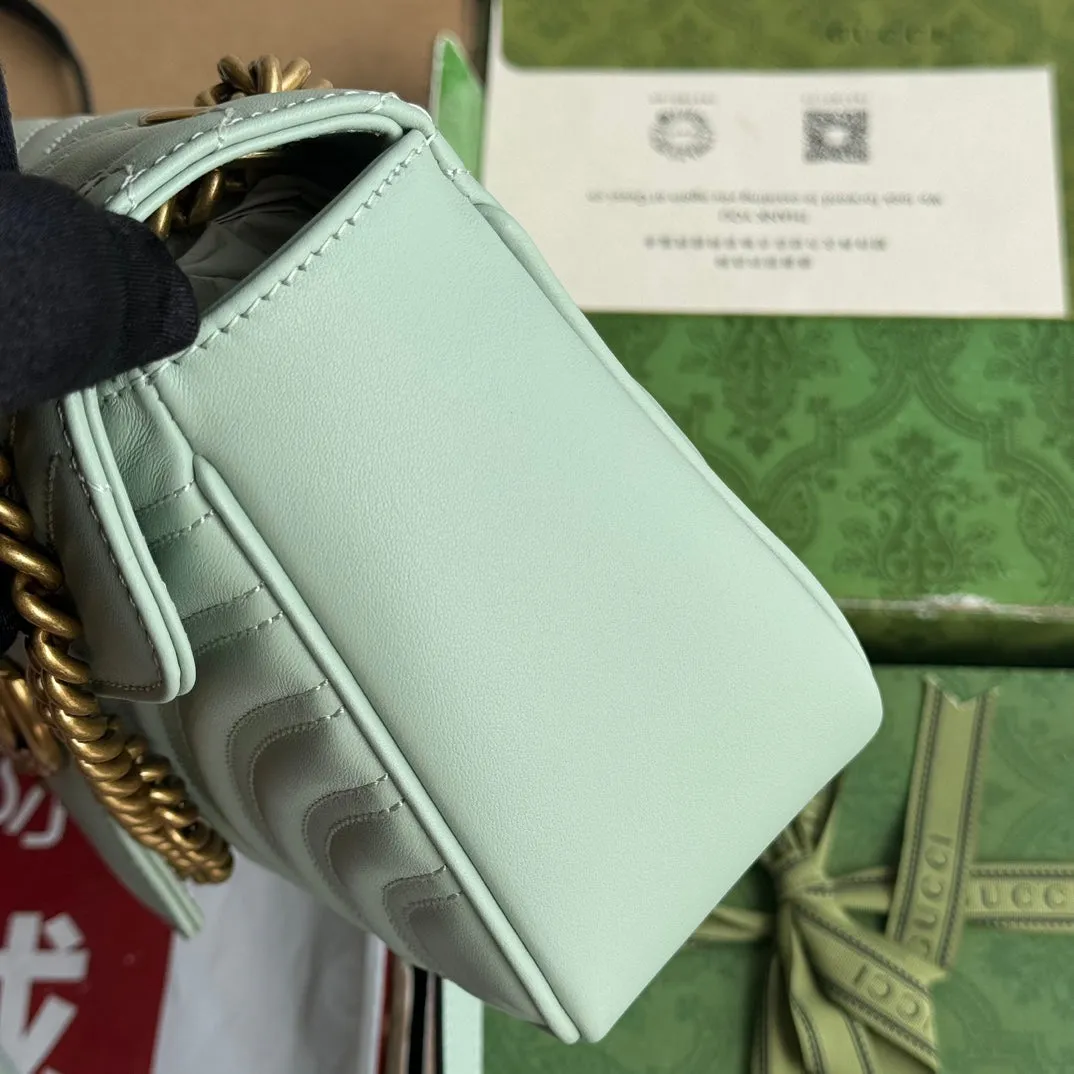 Personalized hardware gold turquoise gg calfskin Convenient delivery 26cm Gucci marmont