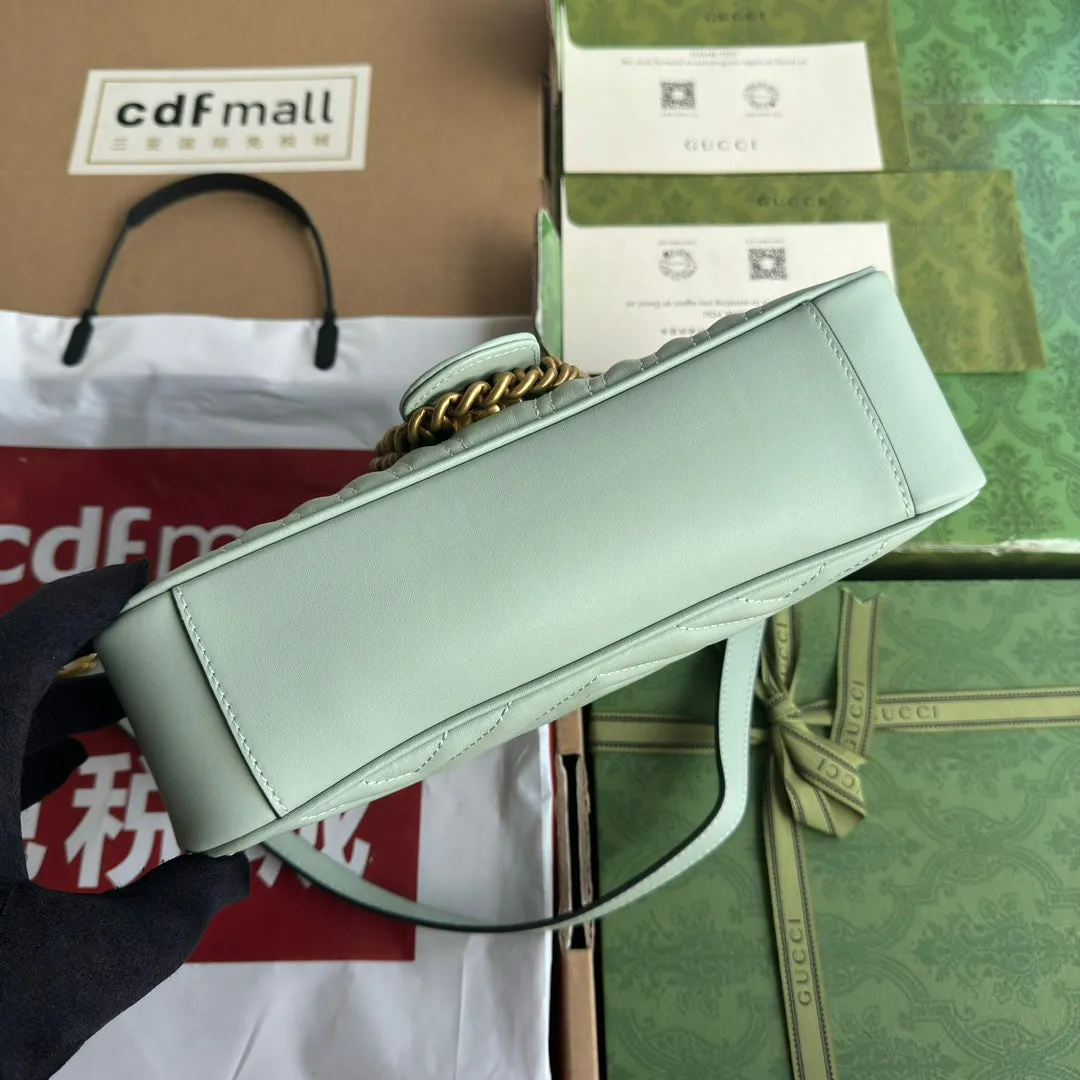 Personalized hardware gold turquoise gg calfskin Convenient delivery 26cm Gucci marmont