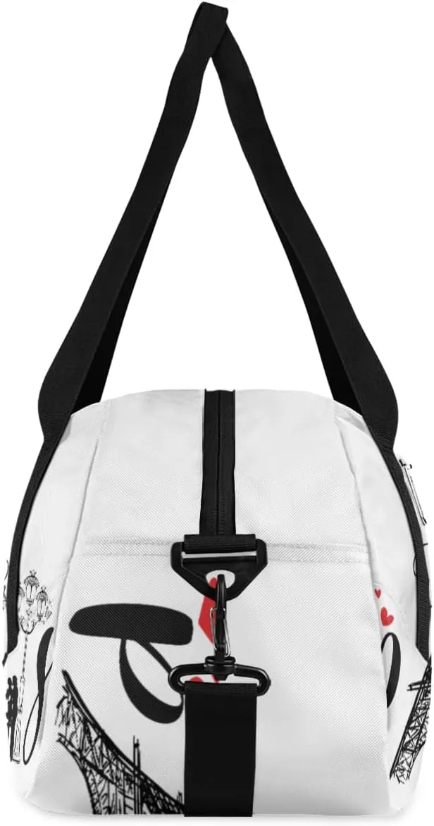 Personalized Kids Duffel Bag Paris Eiffel Tower,Custom Sport Gym Bag for Boys Girls,WWeekender Overnight Bags Travel Duffel Bag,Customized Kids Gift