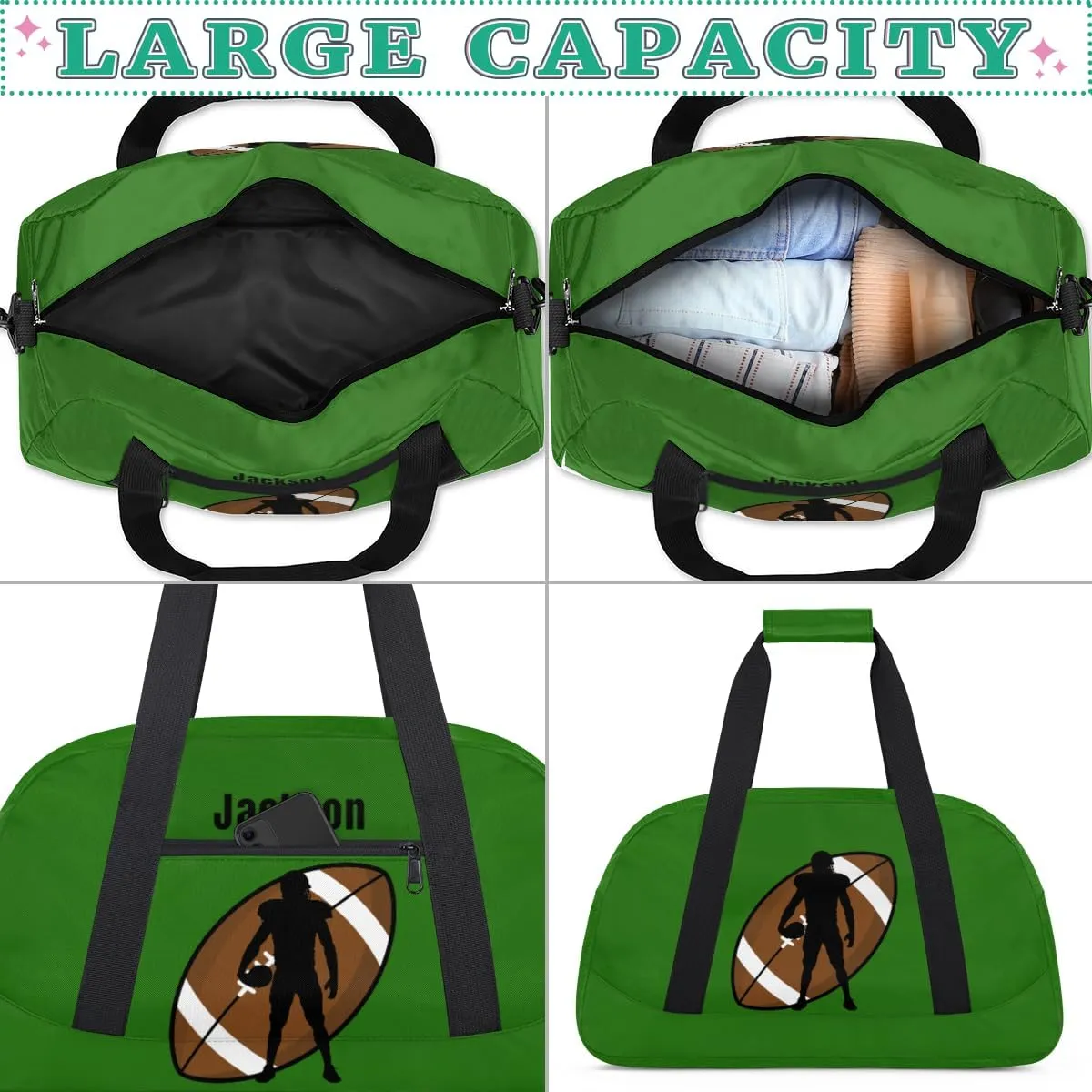 Personalized Kids Gym Bag American Football Custom Name Sport Duffel Bag for Teens Boys Large Practice Workout Bags Travel Duffel Bag