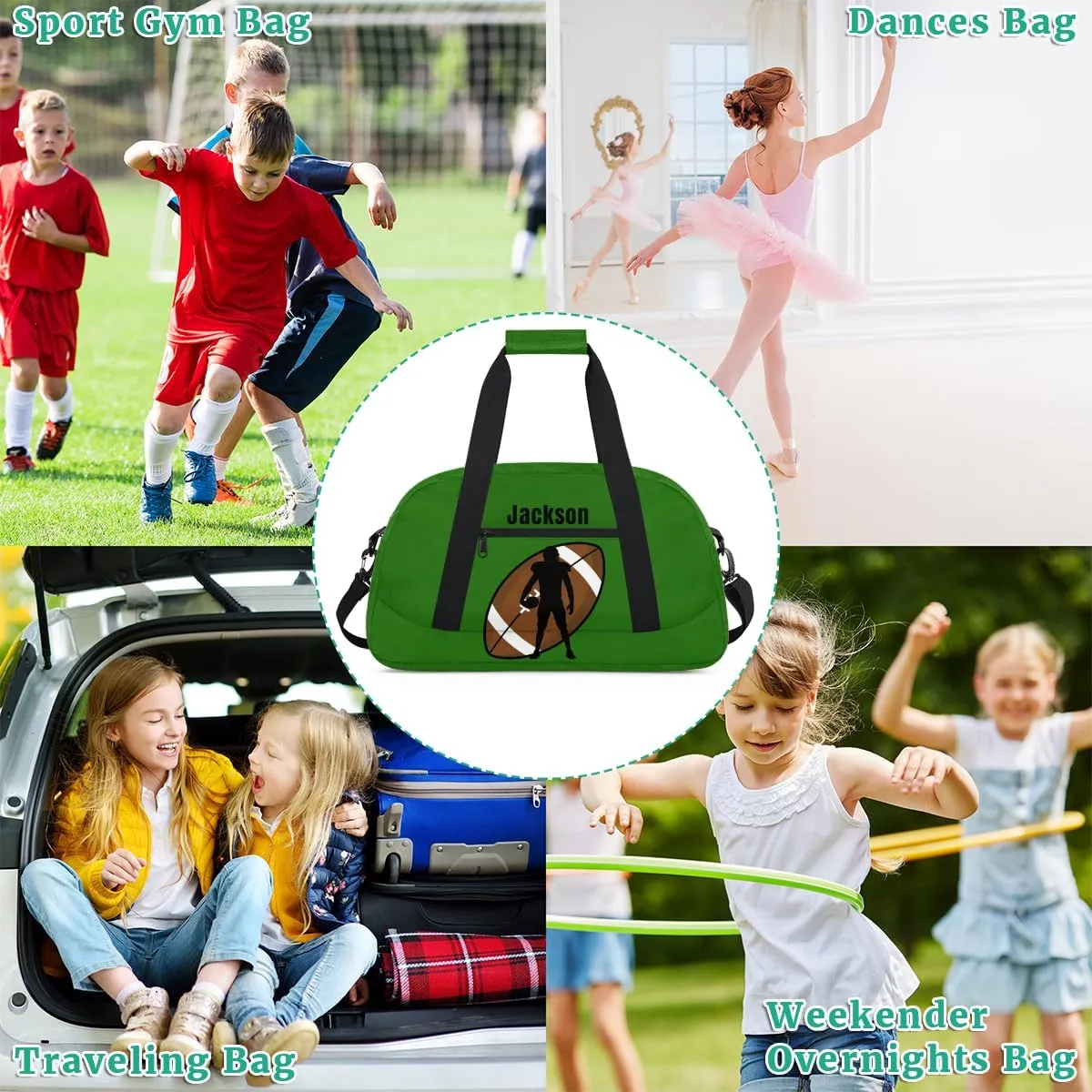 Personalized Kids Gym Bag American Football Custom Name Sport Duffel Bag for Teens Boys Large Practice Workout Bags Travel Duffel Bag