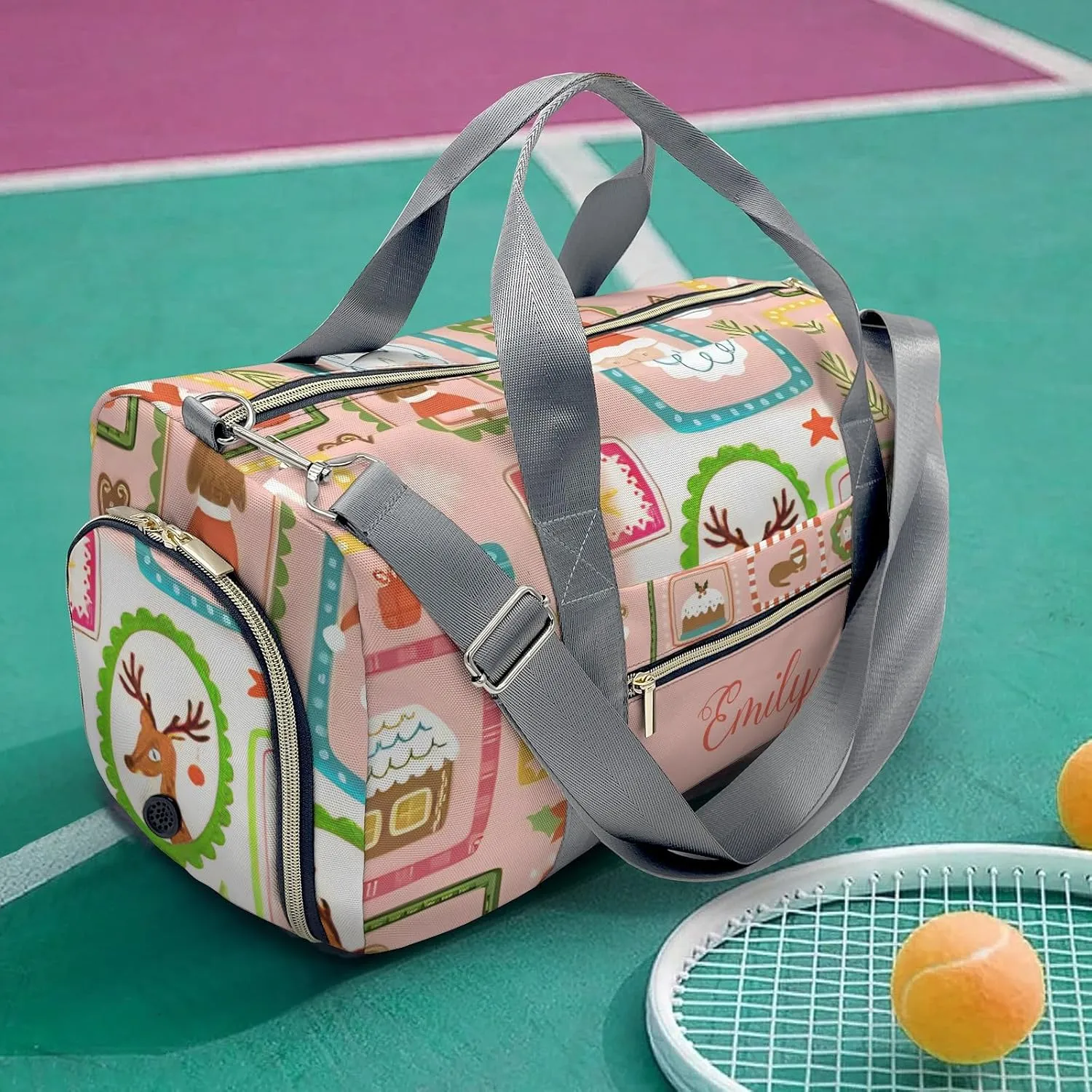 Personalized Name Duffel Bag Cute Aninals Elk On-the-Go Fitness: Travel Bags Designed for Active Living