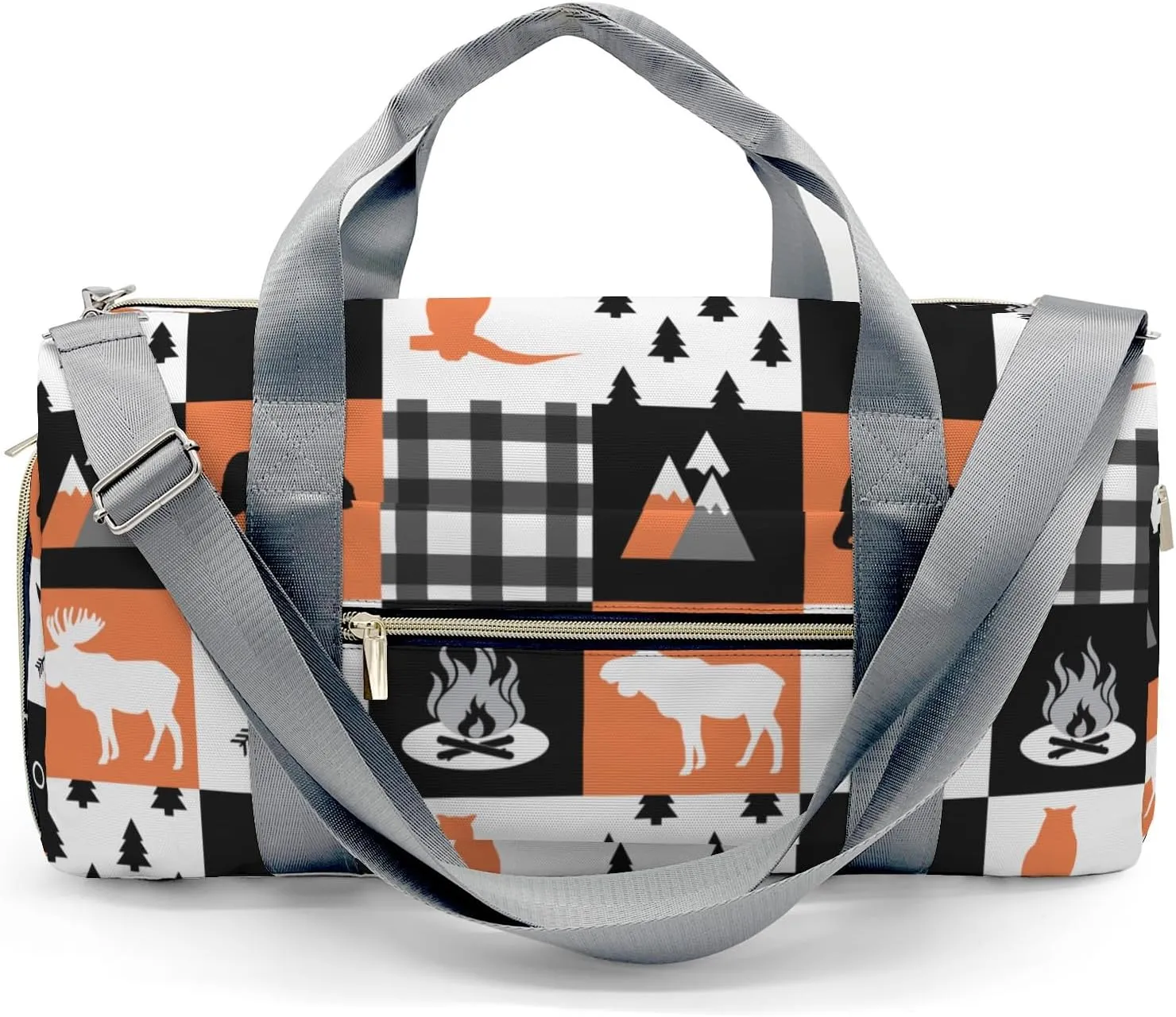 Personalized Name Duffel Bag Wild Animal Owl Plaid Ultimate Travel Bags: Your Companion for Every Adventure