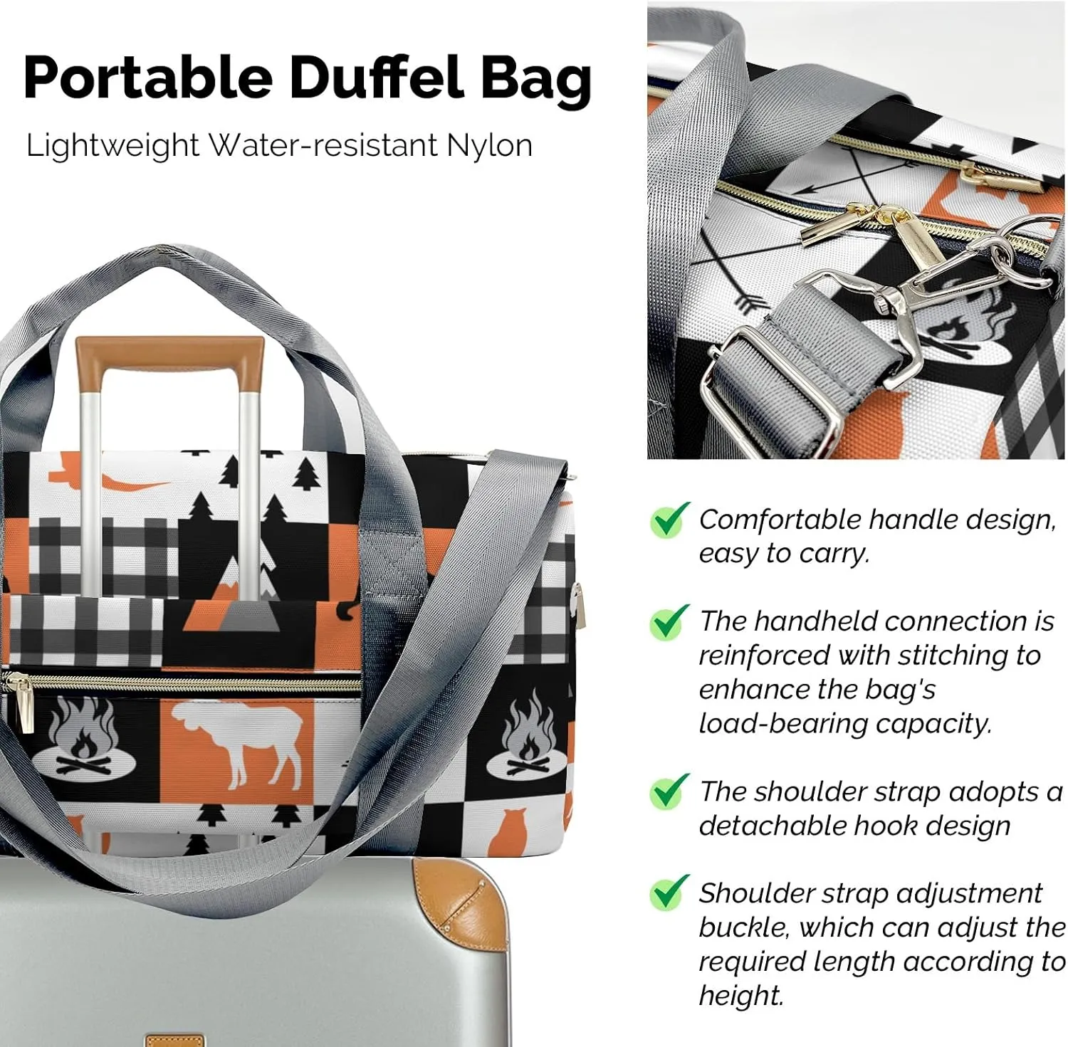 Personalized Name Duffel Bag Wild Animal Owl Plaid Ultimate Travel Bags: Your Companion for Every Adventure