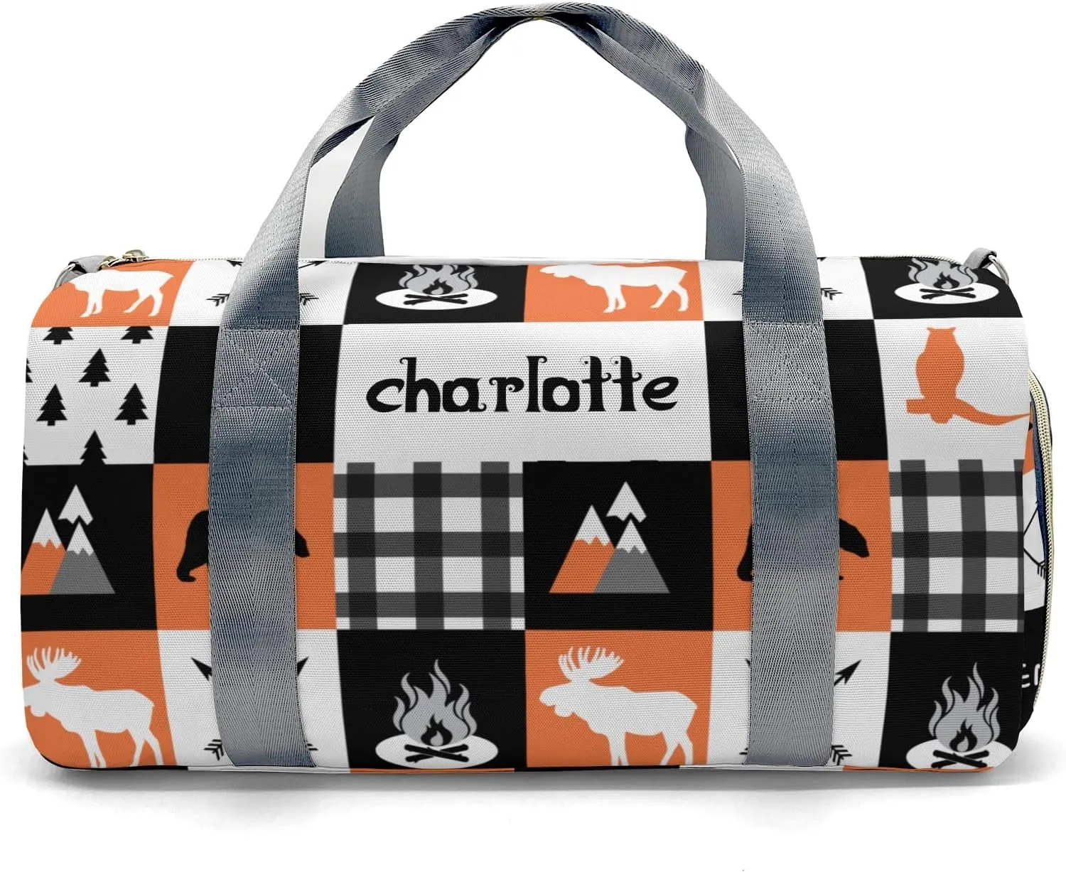 Personalized Name Duffel Bag Wild Animal Owl Plaid Ultimate Travel Bags: Your Companion for Every Adventure
