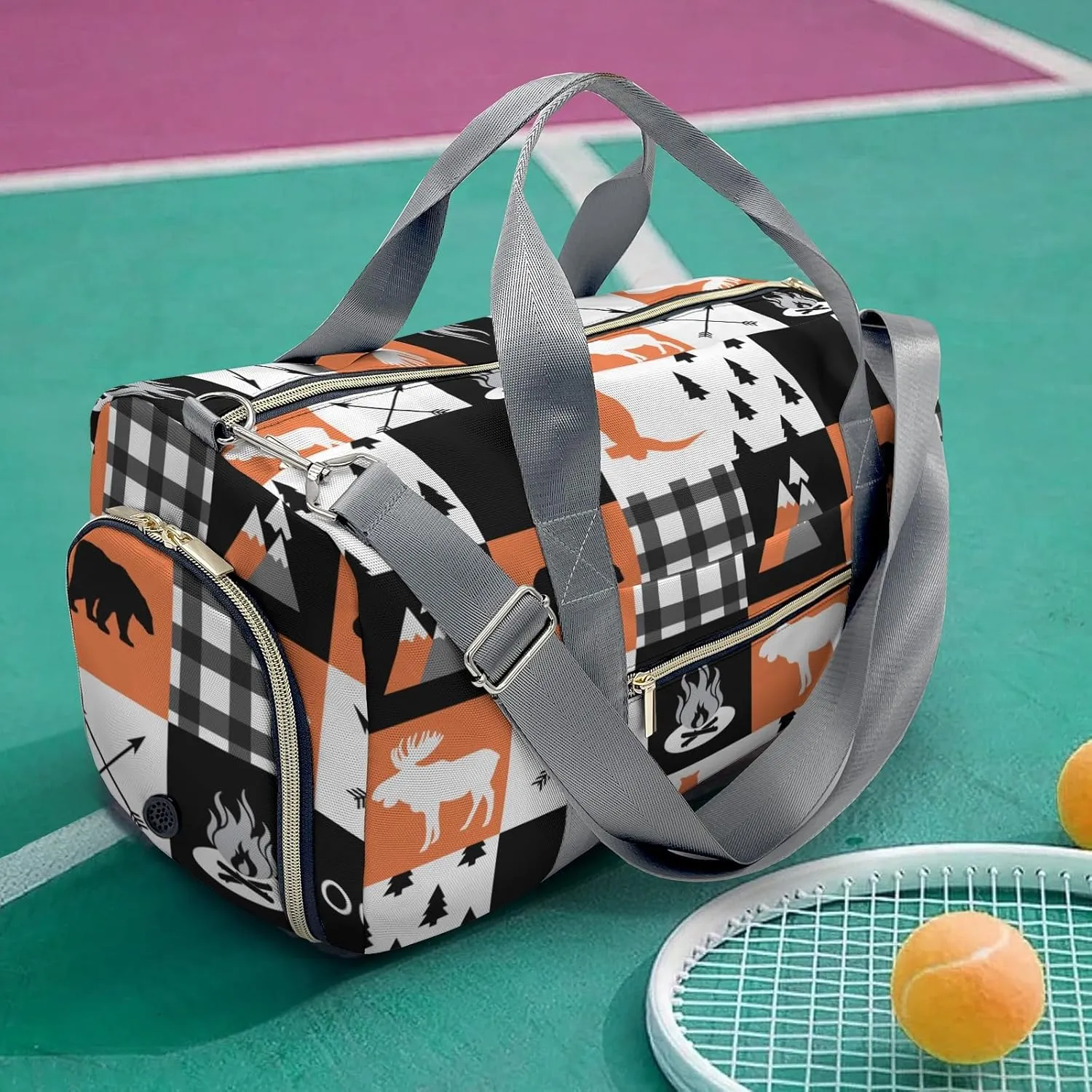 Personalized Name Duffel Bag Wild Animal Owl Plaid Ultimate Travel Bags: Your Companion for Every Adventure