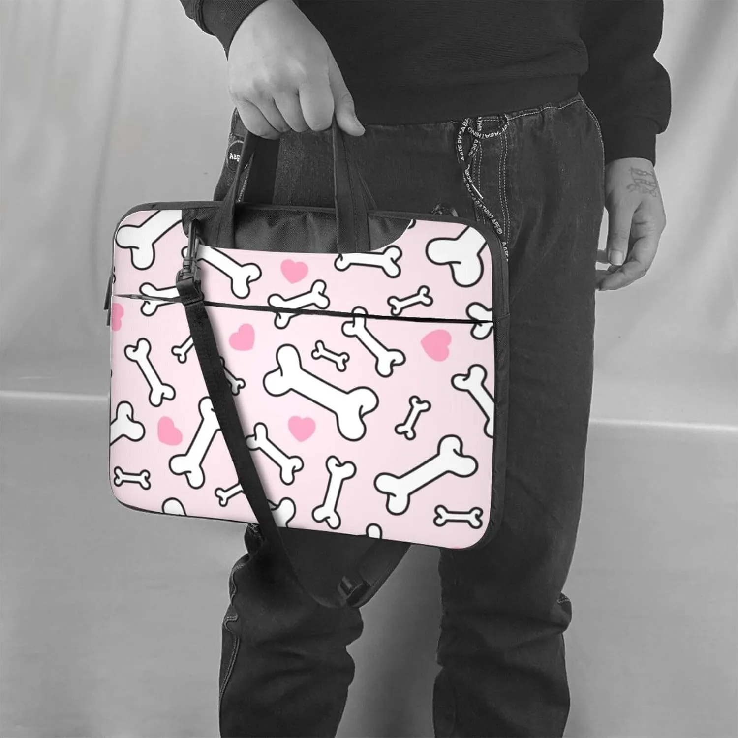 Pet French Bulldog Laptop Bag Classic Slim Briefcase Messenger Bag, Spacious, Ergonomic