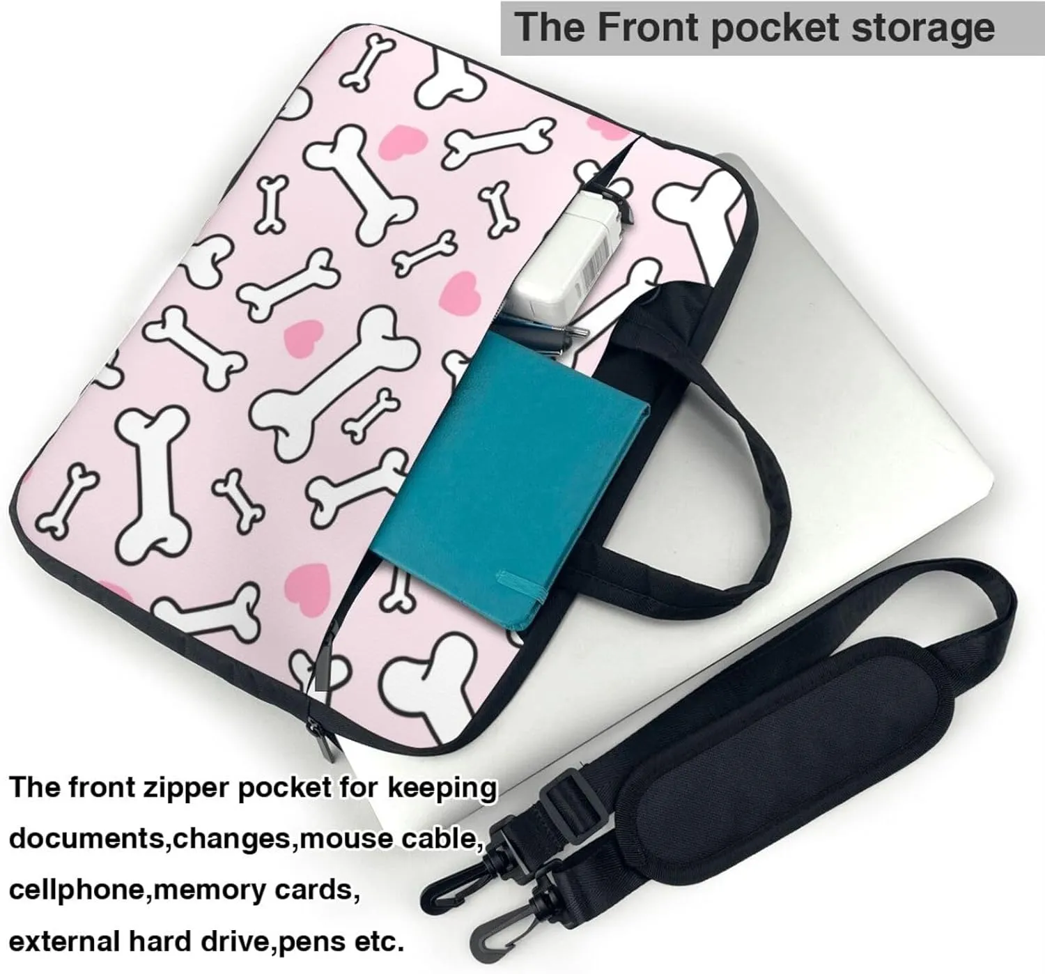 Pet French Bulldog Laptop Bag Classic Slim Briefcase Messenger Bag, Spacious, Ergonomic