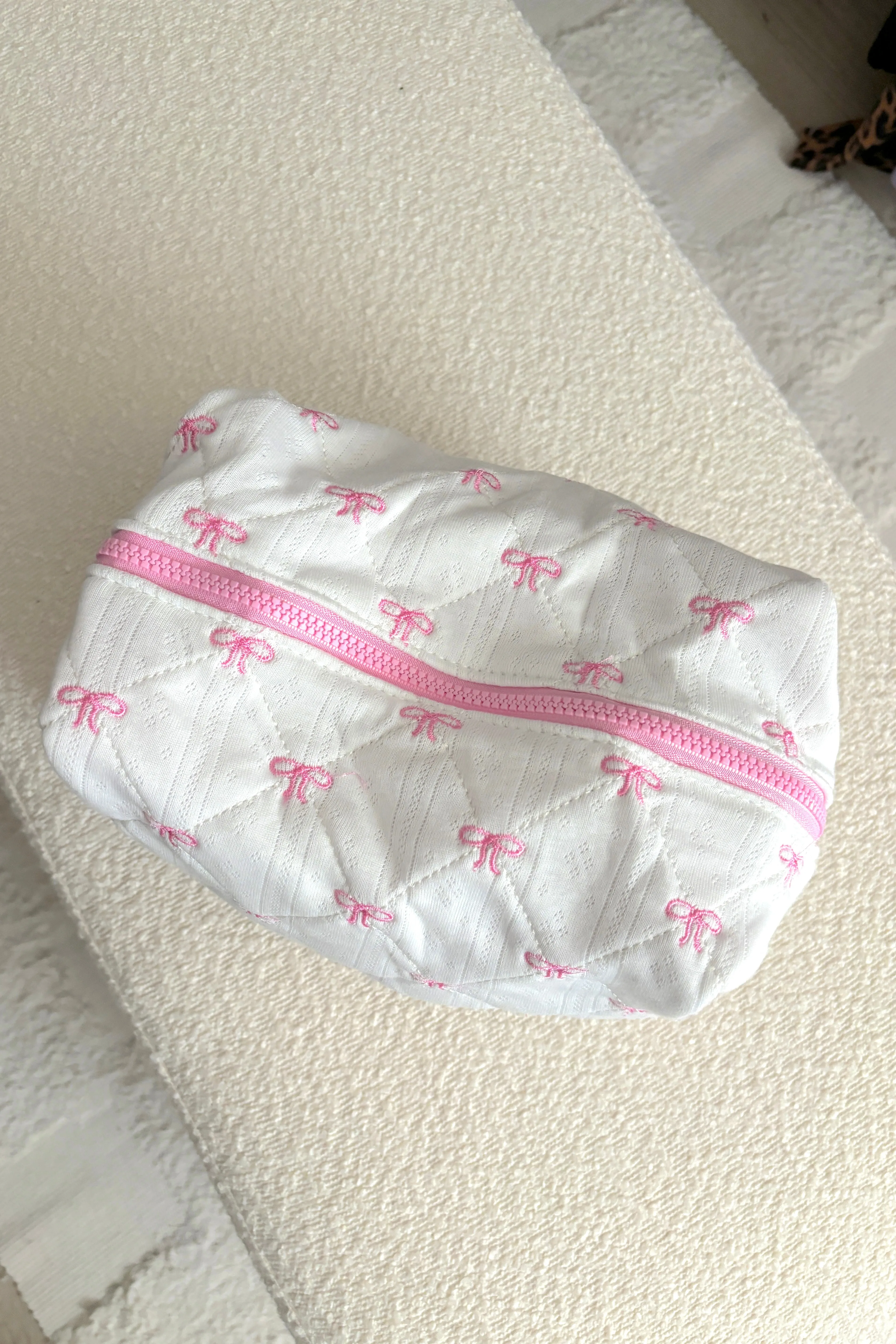 Pink Bows X-Large Embroidered Makeup Bag